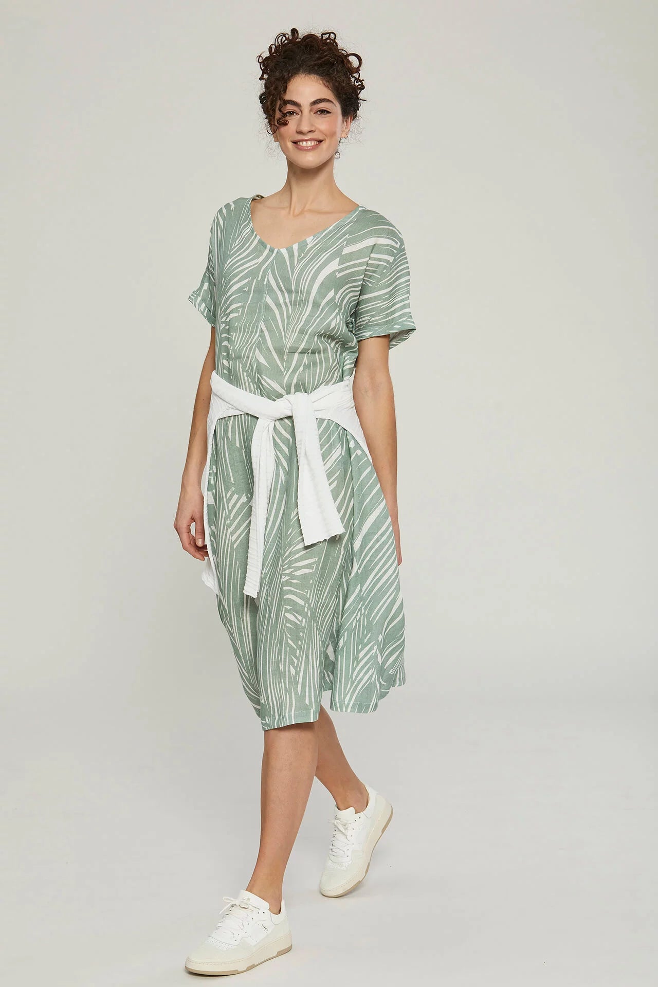 Green Beige Print Dress
