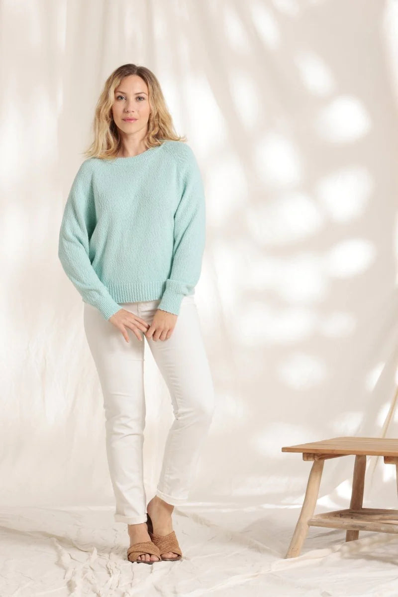 Sweater With Buttoned Back In Organic Cotton