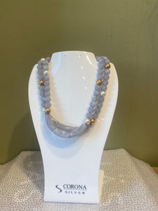 Grey and Gold Stone Necklace
