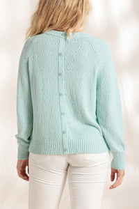 Sweater With Buttoned Back In Organic Cotton