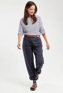 Navy and White Striped Top