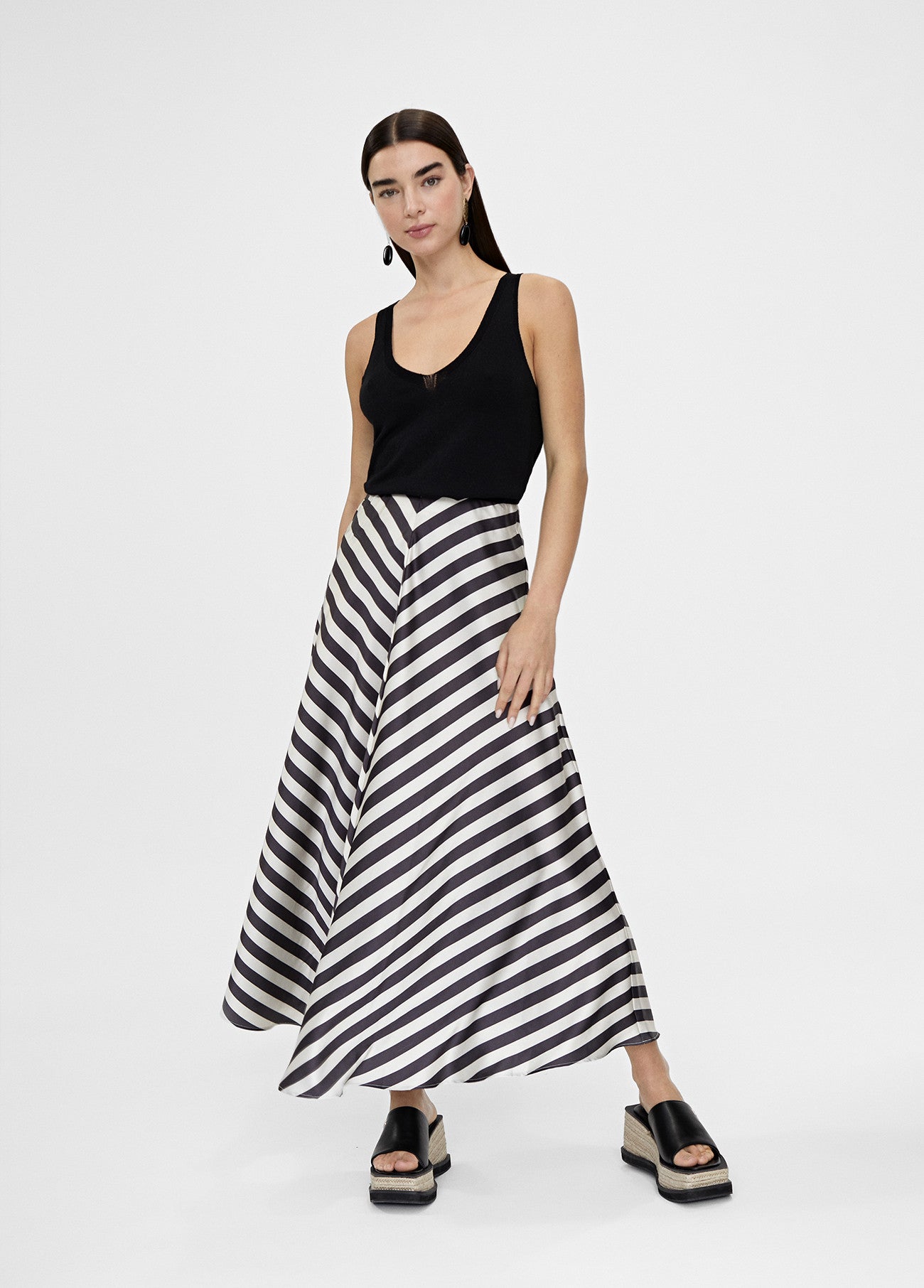 Black and Cream Striped Skirt