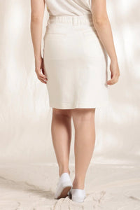 Cream Elasticated Waist Skirt in Denim