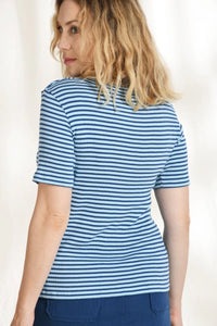 Organic Cotton Striped Top with Buttons