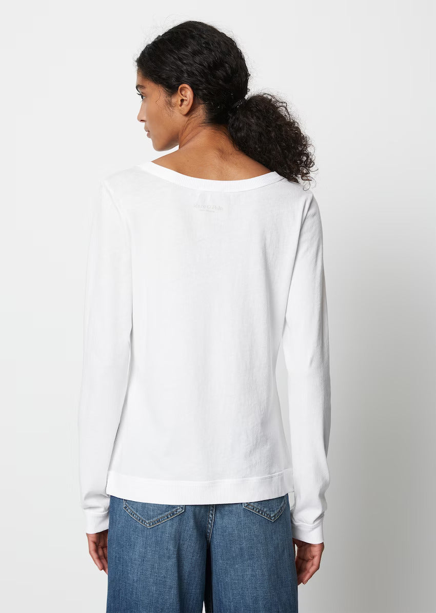 Organic Cotton Long Sleeved Top in White